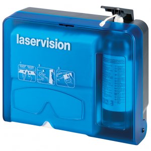 Laser goggles cleaning station with accessoires