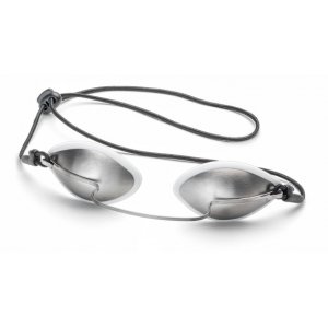 Titanium eye caps for laser treatments - patient protection