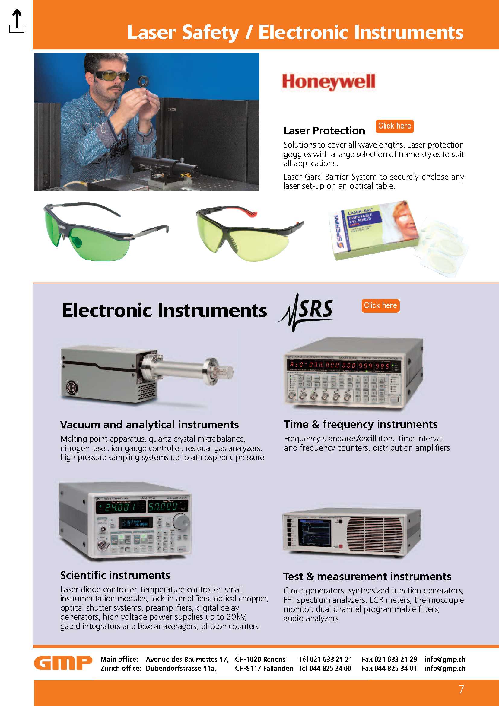 Laser safety & Electronic Instruments Catalog Page 7 GMP SA