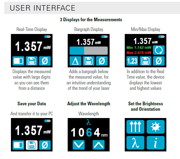 Gentec Pronto-Si laser power meter user interface 